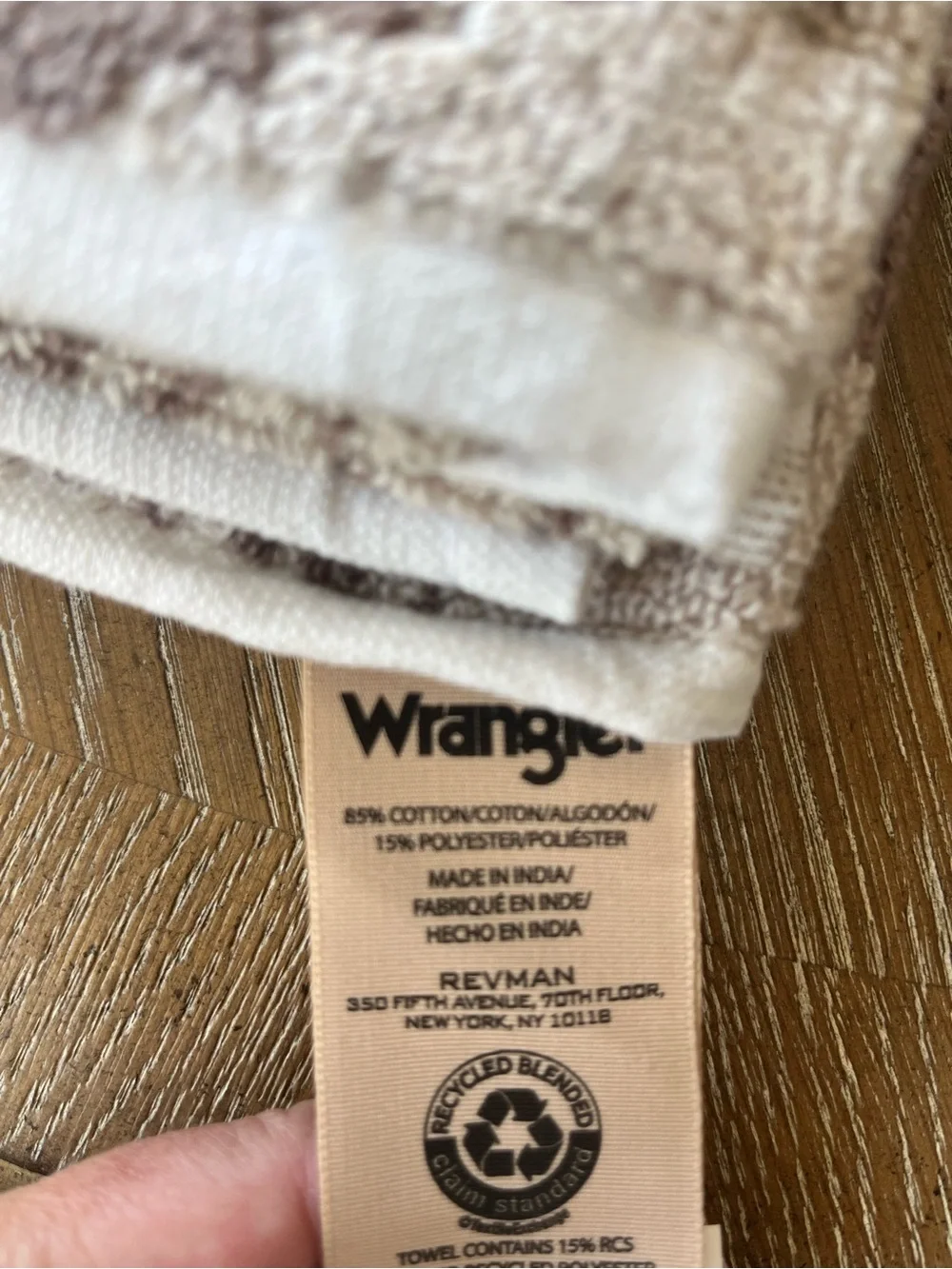 Wrangler 2-Pack Hand Towel Set - Brown & Cream Geometric